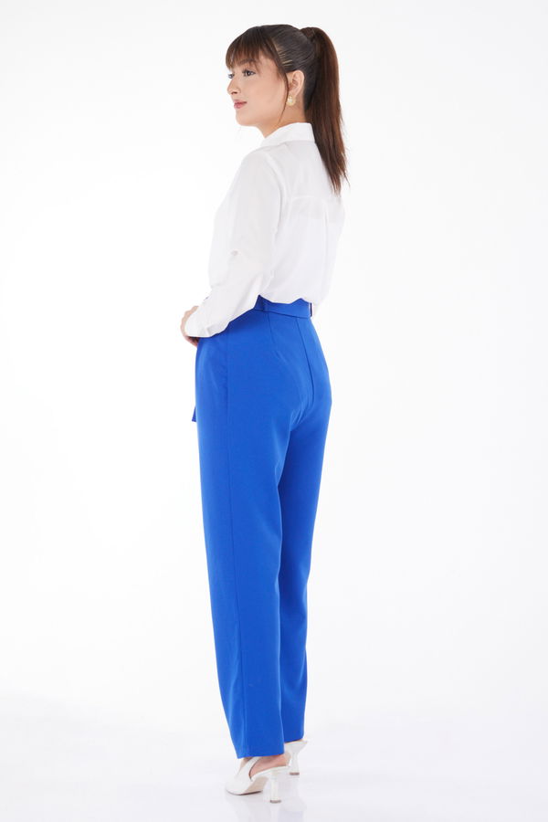 Klasik Kuşaklı Pantolon Mavi - 25035