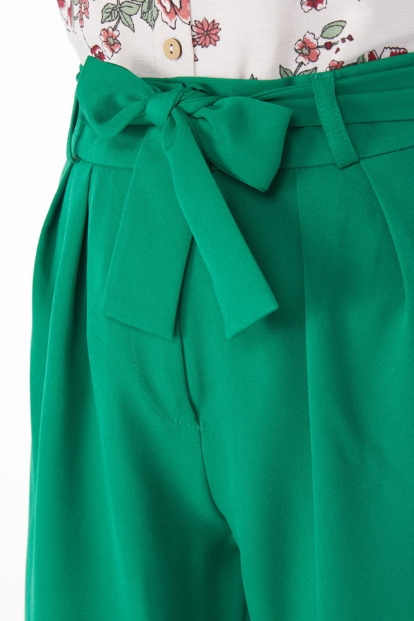 Klasik Kuşaklı Pantolon Yeşil - 25035