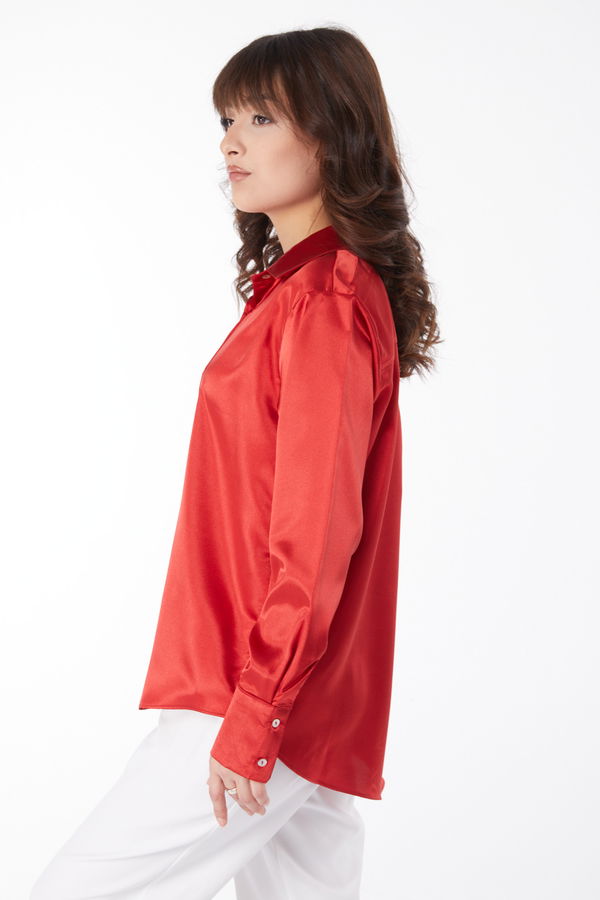 Saten Gömlek Bordo - 25038