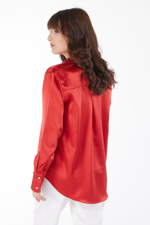 Saten Gömlek Bordo - 25038