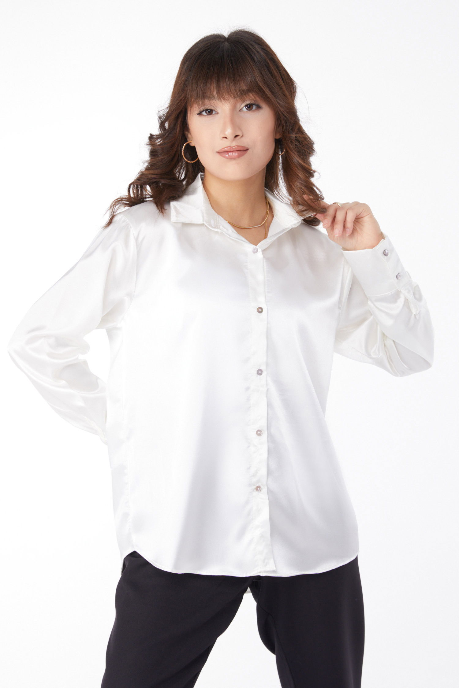 Saten Gömlek Beyaz - 25038
