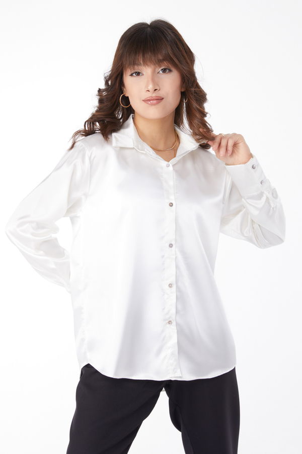 Saten Gömlek Beyaz - 25038