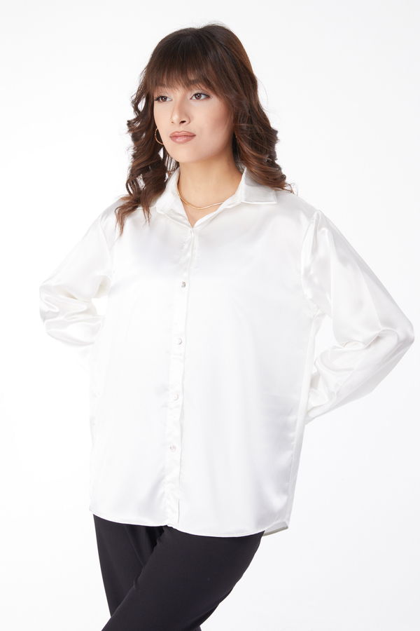 Saten Gömlek Beyaz - 25038