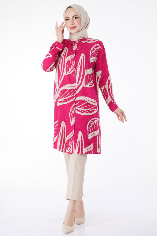 Desenli Tunik Fuşya - 25040