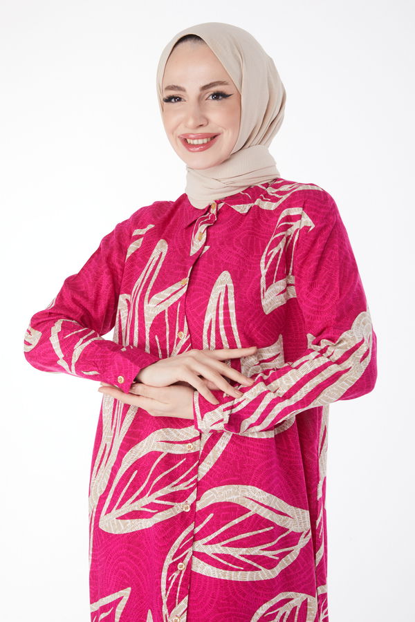 Desenli Tunik Fuşya - 25040