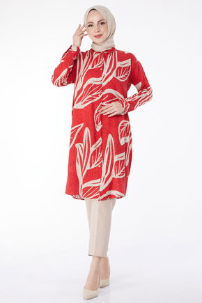 Desenli Tunik Kırmızı - 25040