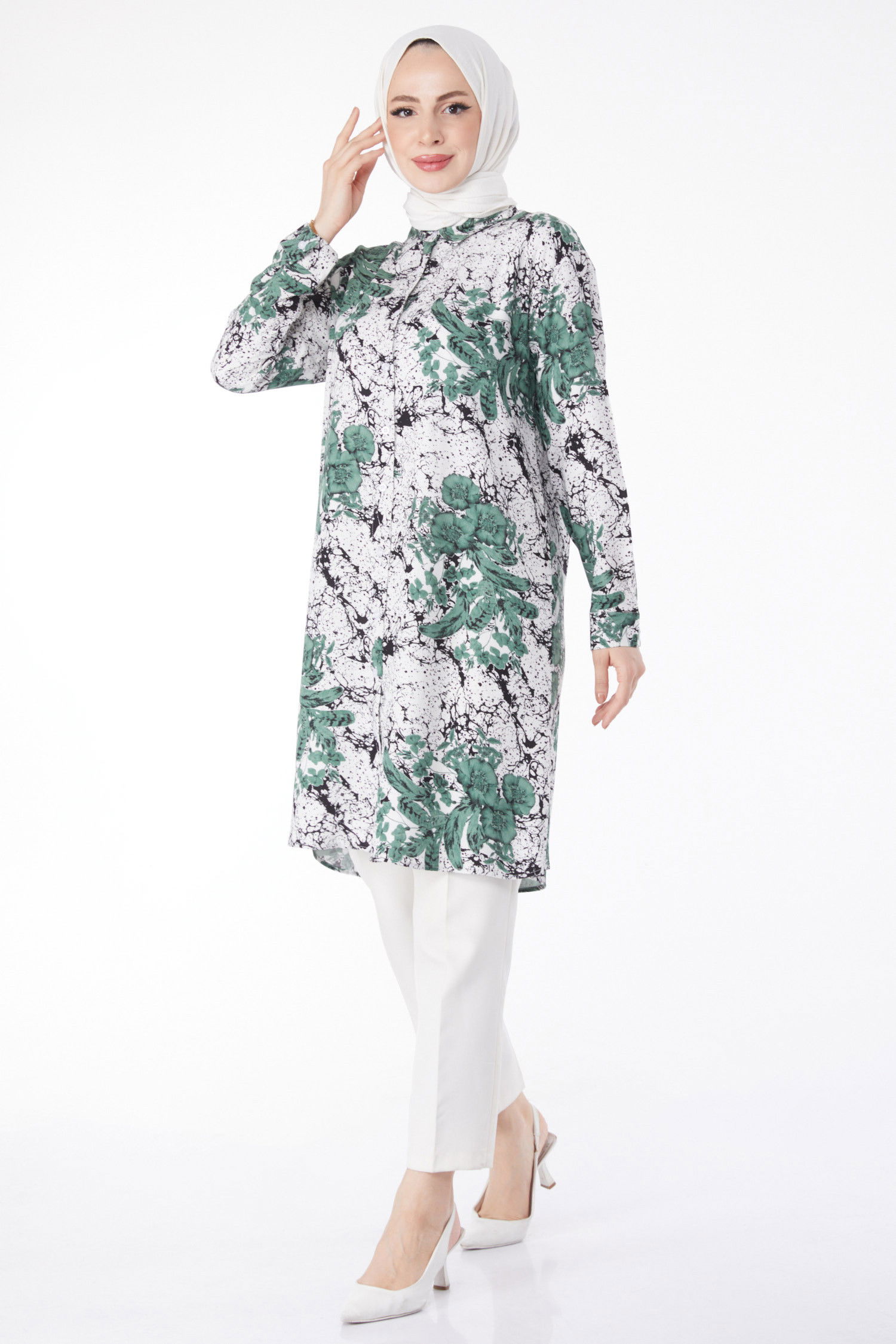 Desenli Tunik Haki - 25042 HAKİ