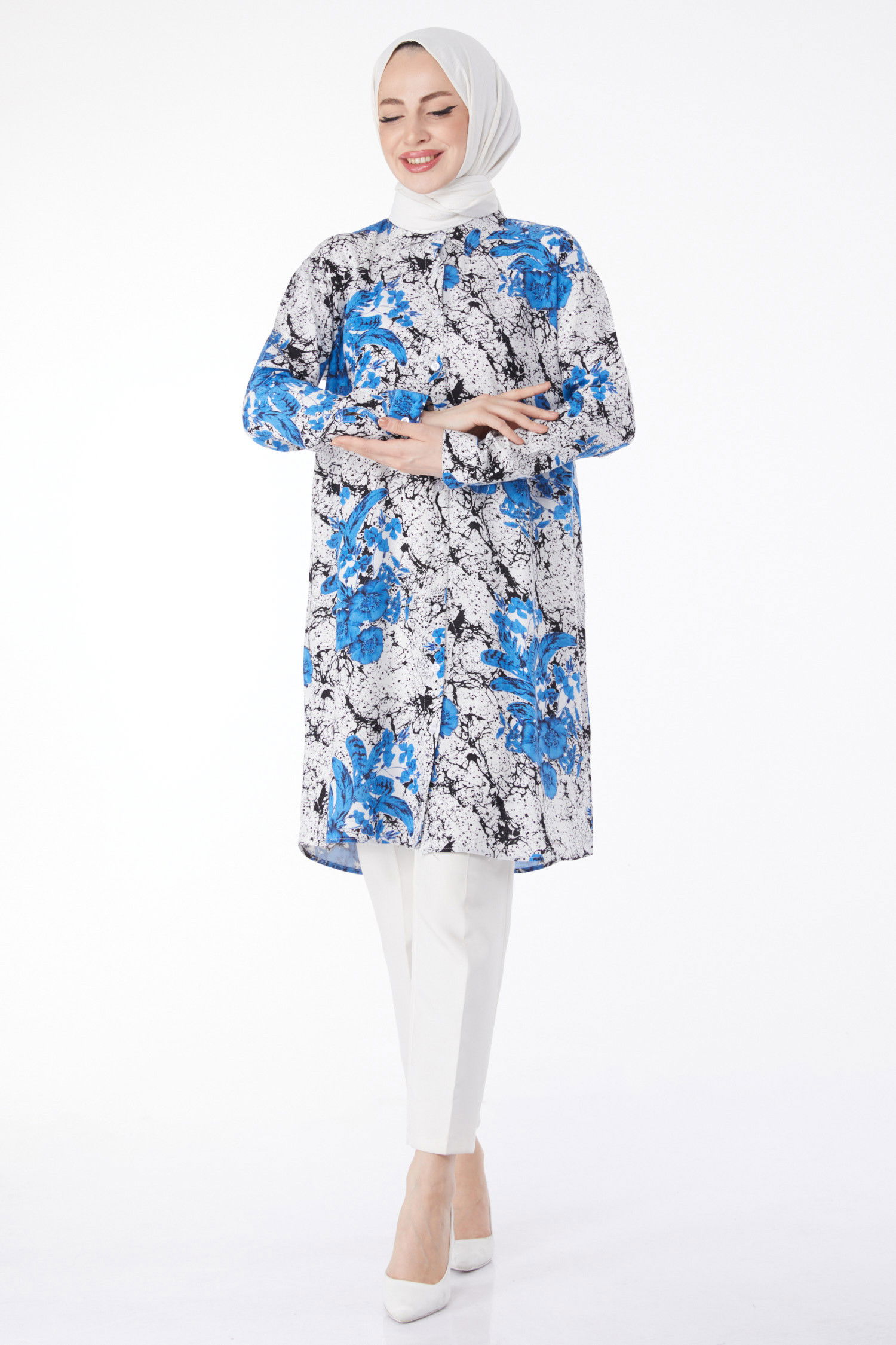 Desenli Tunik Mavi - 25042 MAVİ