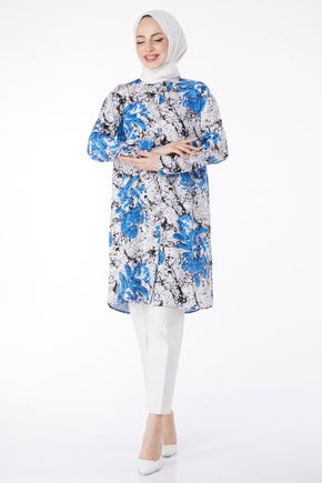 Desenli Tunik Mavi - 25042
