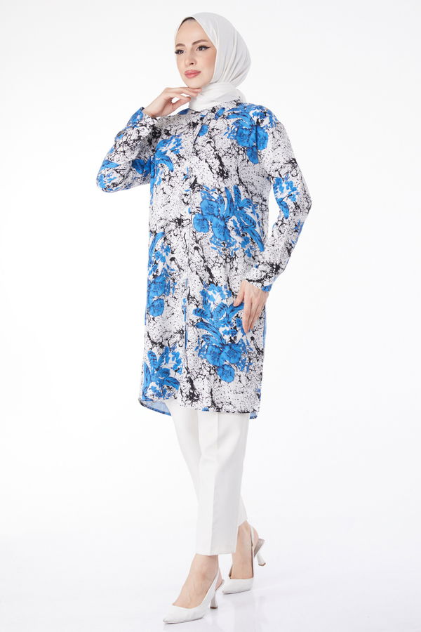 Desenli Tunik Mavi - 25042 MAVİ