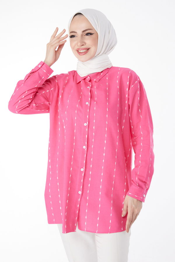 Çizgili Gömlek Fuşya - 25043