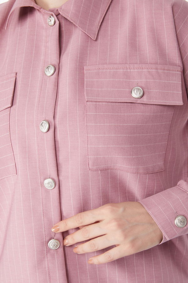 Çizgili Bolero+Etek Takım Pembe - 25052 PEMBE
