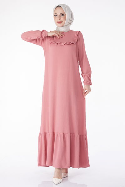 Fırfırlı Elbise Pembe - 25056