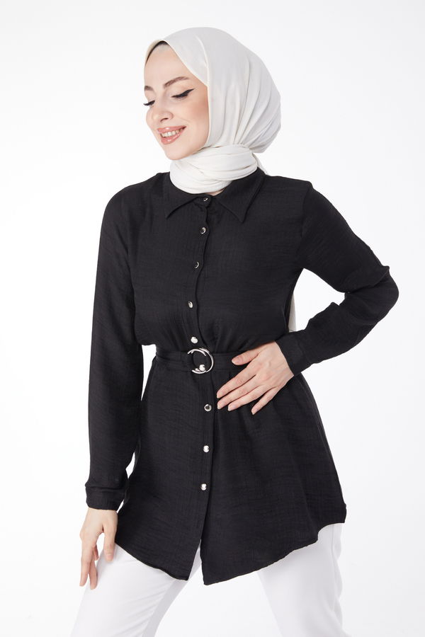 Kemerli Tunik Siyah - 25095 SİYAH
