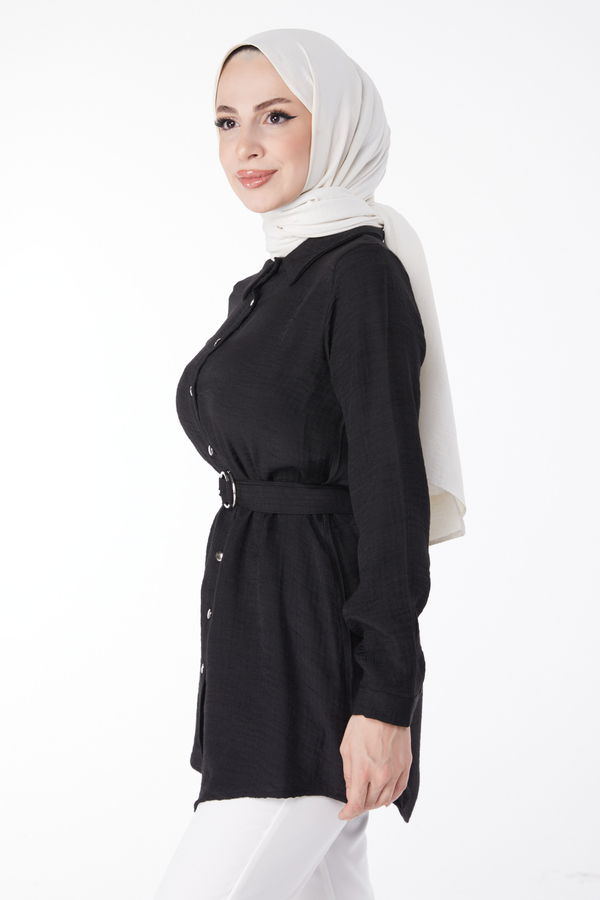 Kemerli Tunik Siyah - 25095 SİYAH
