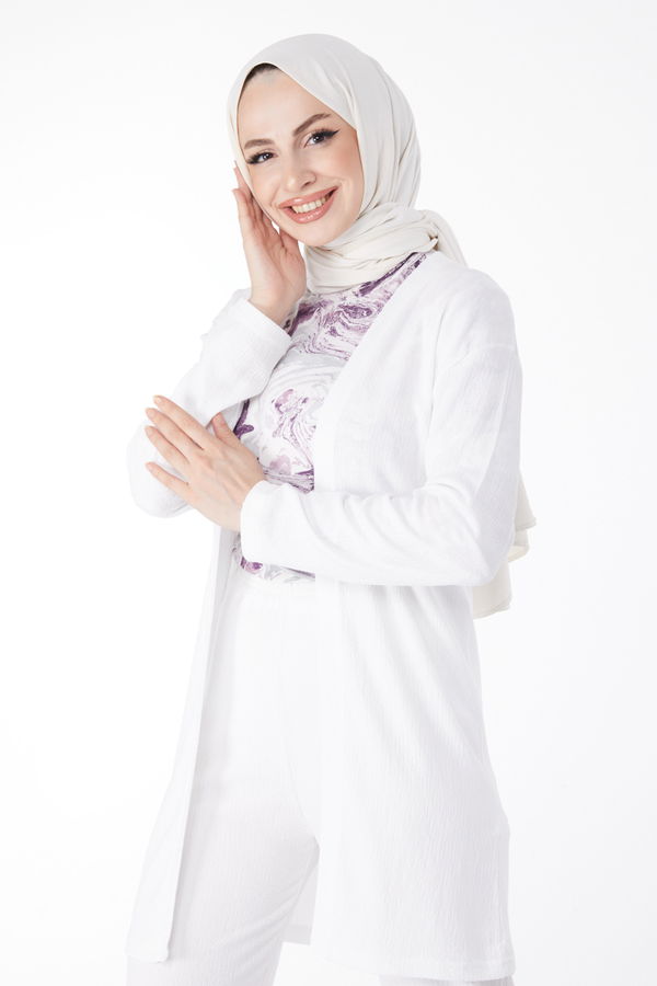 Kimono Pantolon İkili Takım Beyaz - 25113 BEYAZ