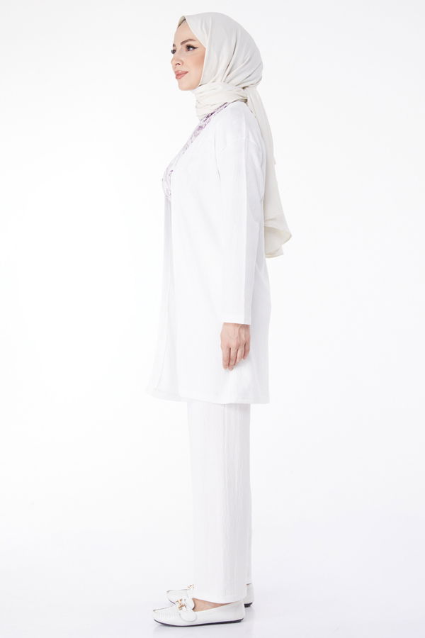 Kimono Pantolon İkili Takım Beyaz - 25113 BEYAZ