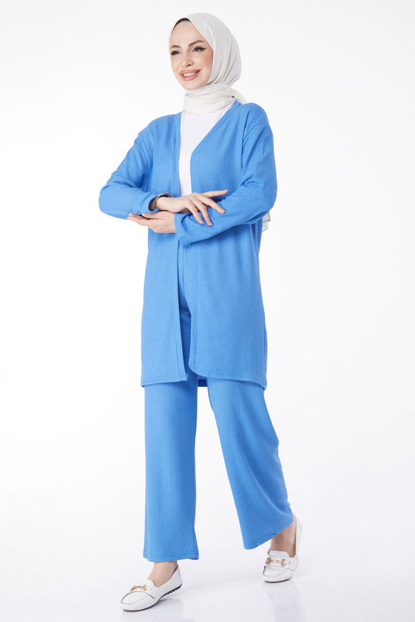 Kimono Pantolon İkili Takım Mavi - 25113 MAVİ