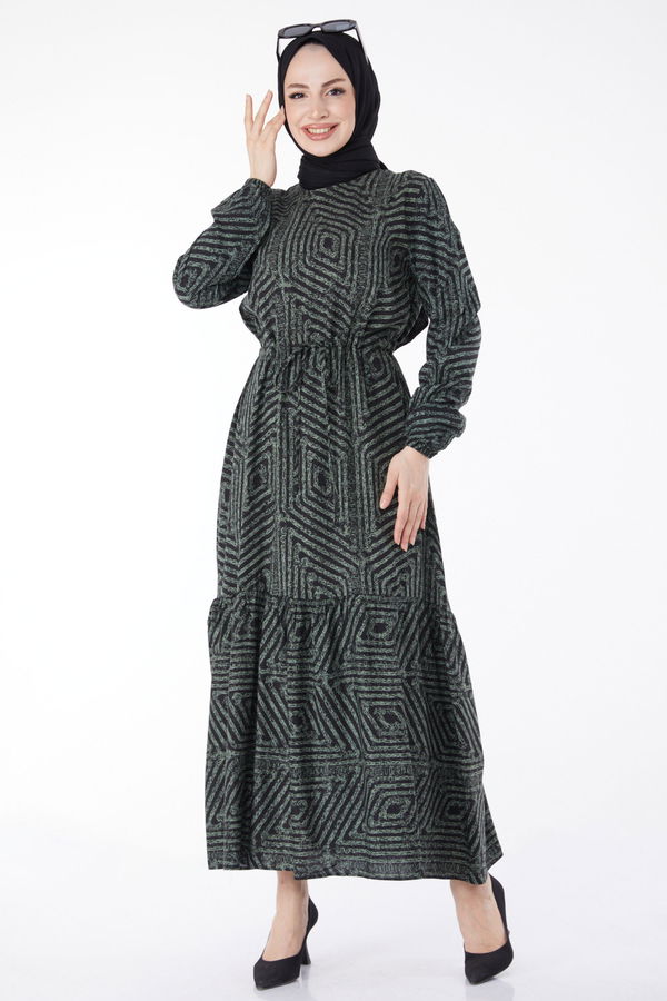 Desenli Elbise Haki - 25121 HAKİ
