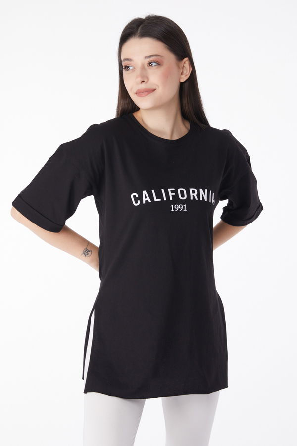 Kısa Kollu Baskılı T-shirt Siyah - 25137 SİYAH