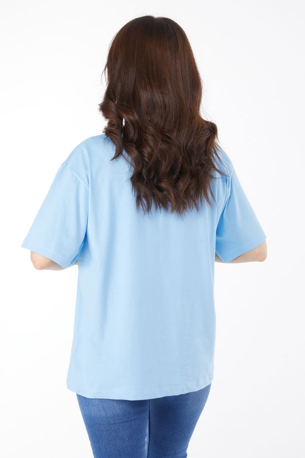 Baskılı T-shirt Mavi - 25168