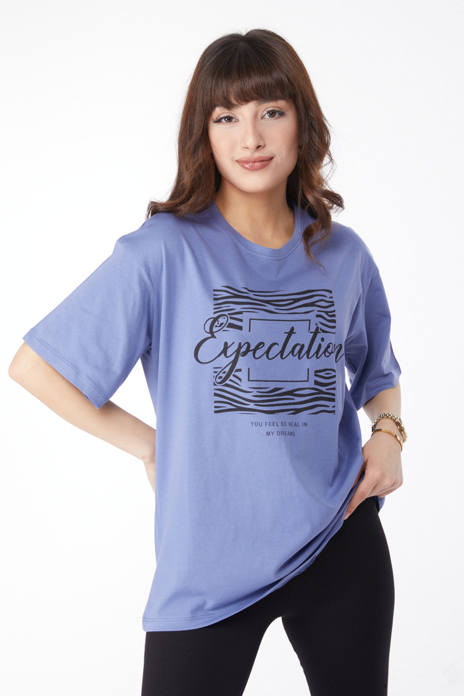 Baskılı T-shirt Mavi - 25168