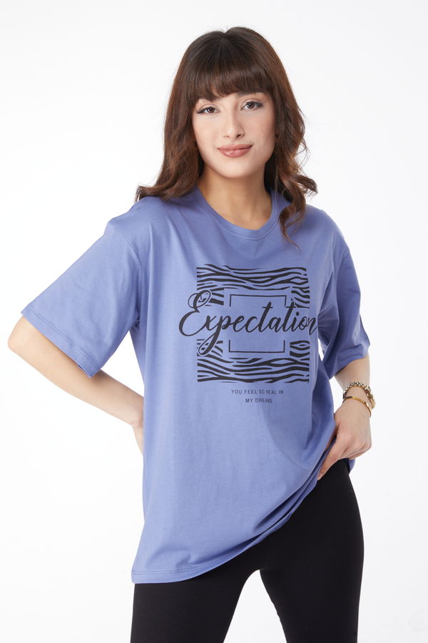 Baskılı T-shirt Mavi - 25168