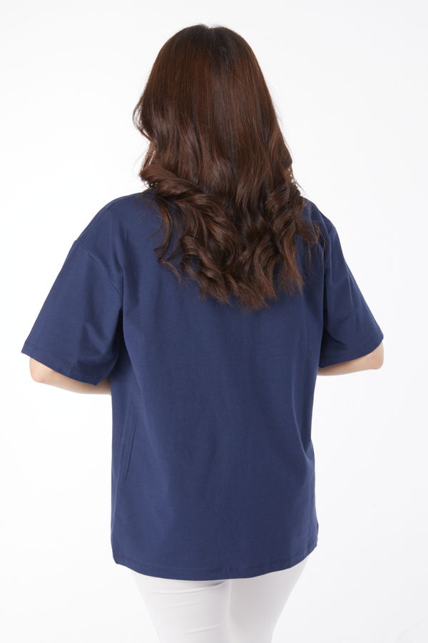 Baskılı T-shirt Lacivert - 25168 LACİVERT