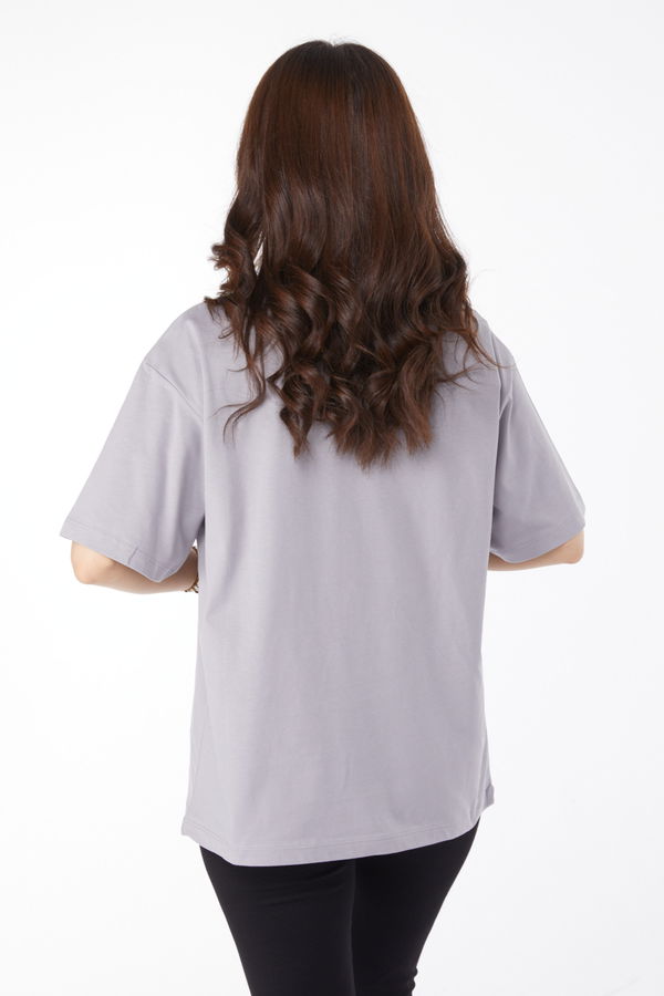 Baskılı T-shirt Gri - 25169