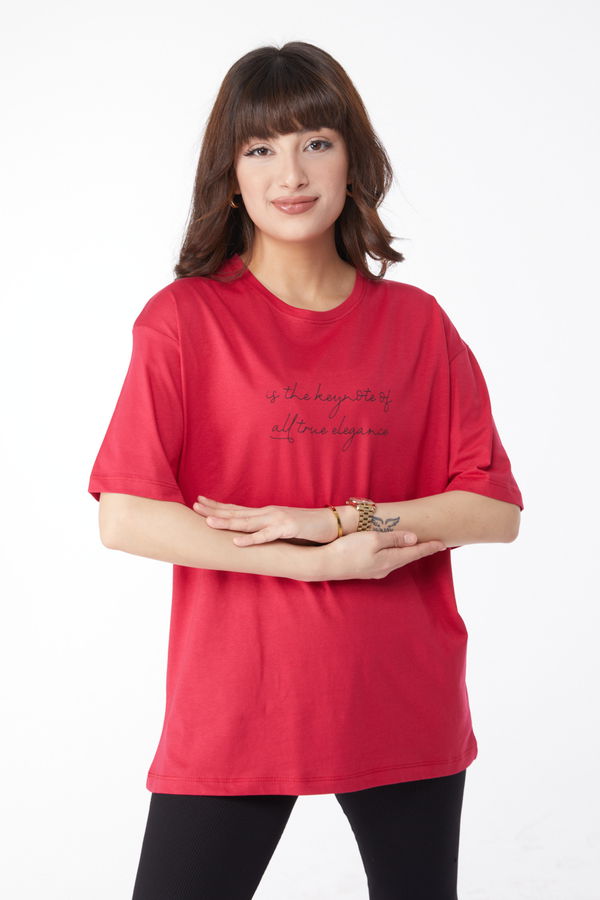 Baskılı T-shirt Fuşya - 25169 FUŞYA