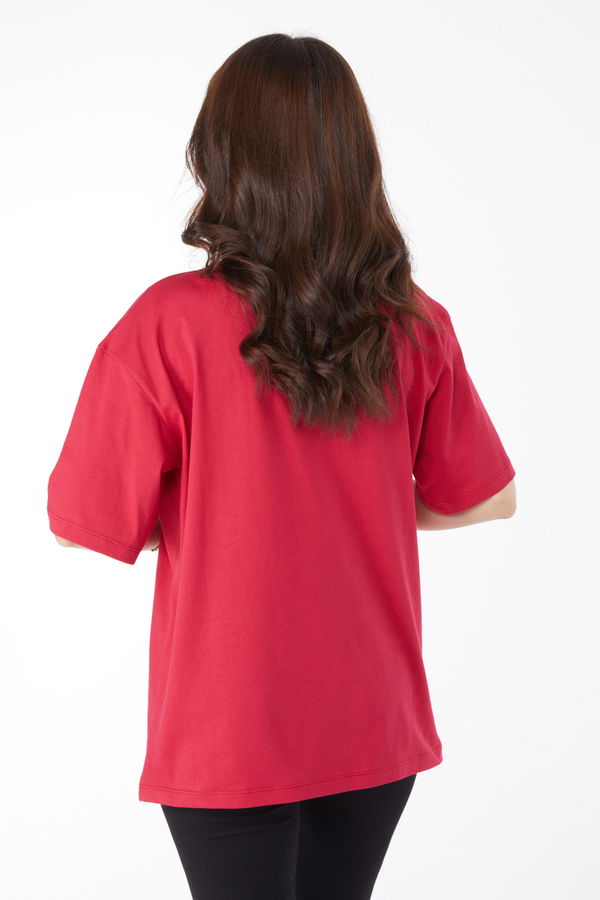 Baskılı T-shirt Fuşya - 25169 FUŞYA