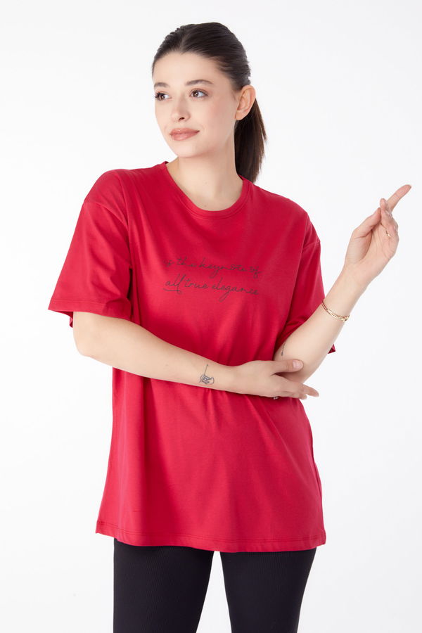 Baskılı T-shirt Kırmızı - 25169 Kırmızı