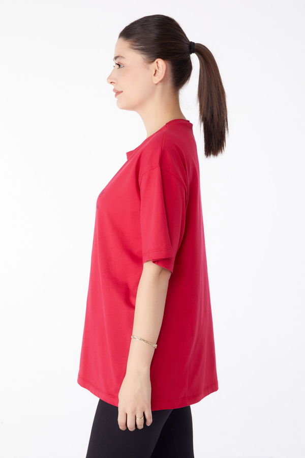 Baskılı T-shirt Kırmızı - 25169 Kırmızı