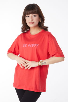 Baskılı T-shirt Kırmızı - 25171
