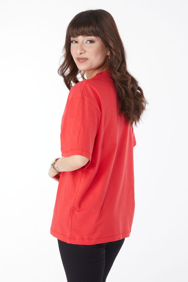 Baskılı T-shirt Kırmızı - 25171 Kırmızı