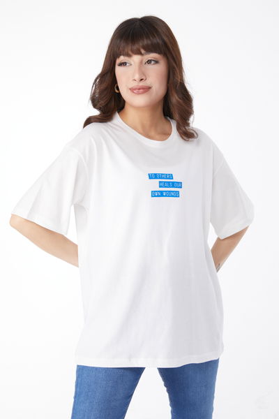 Baskılı T-shirt Beyaz - 25172