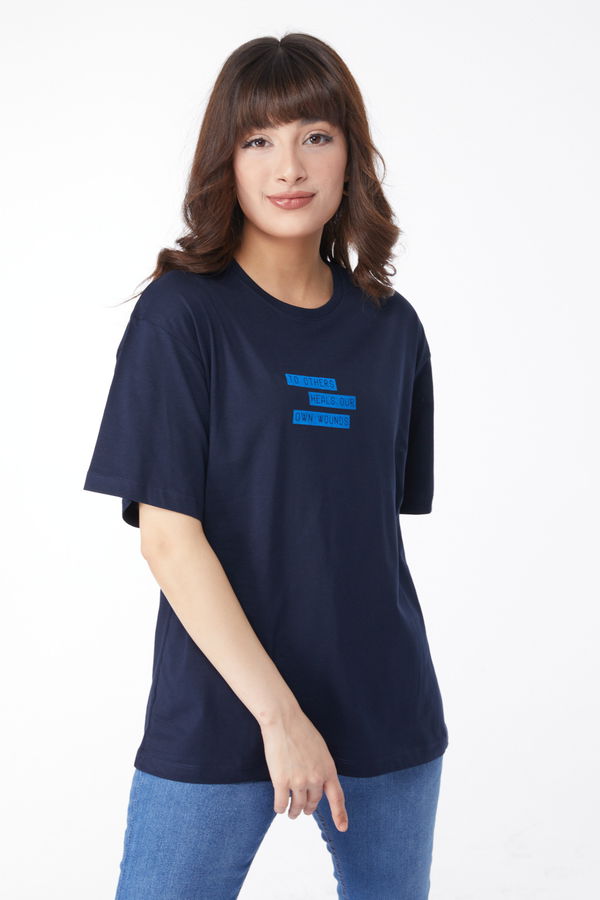 Baskılı T-shirt Lacivert - 25172 LACİVERT