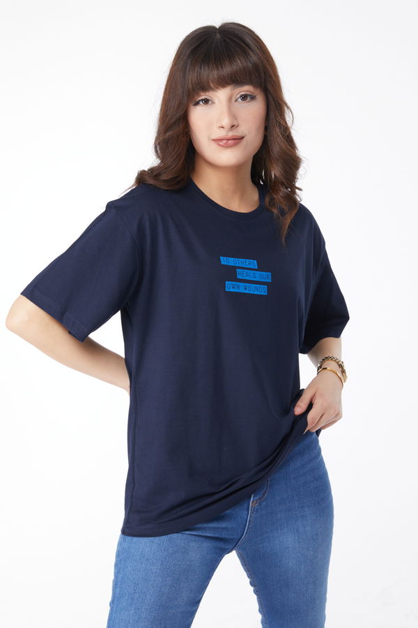 Baskılı T-shirt Lacivert - 25172 LACİVERT