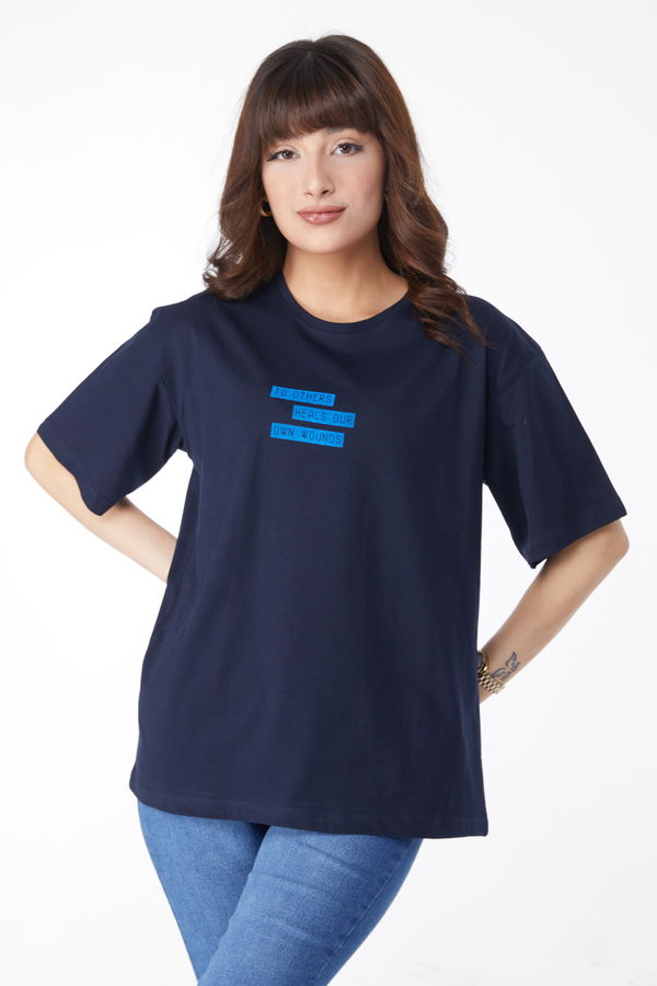Baskılı T-shirt Lacivert - 25172 LACİVERT