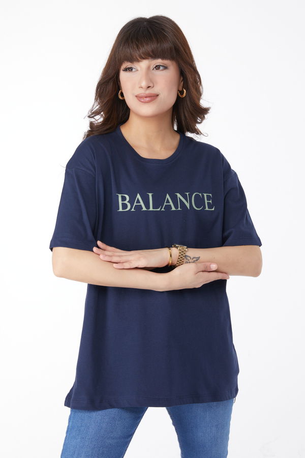 Baskılı T-shirt Lacivert - 25174 LACİVERT