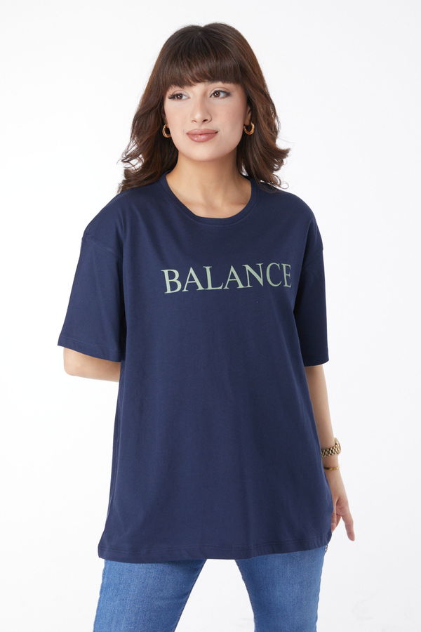 Baskılı T-shirt Lacivert - 25174 LACİVERT