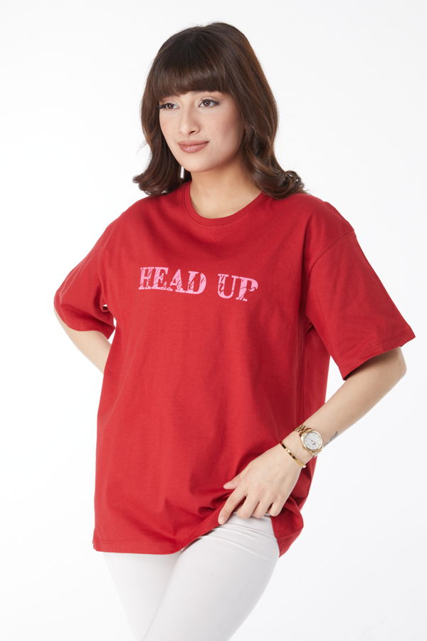 Baskılı T-shirt Kırmızı - 25176