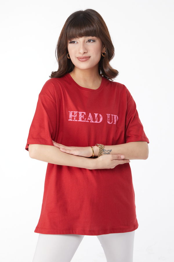 Baskılı T-shirt Kırmızı - 25176