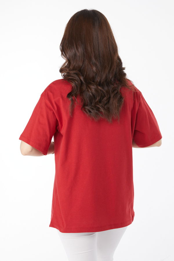 Baskılı T-shirt Kırmızı - 25176