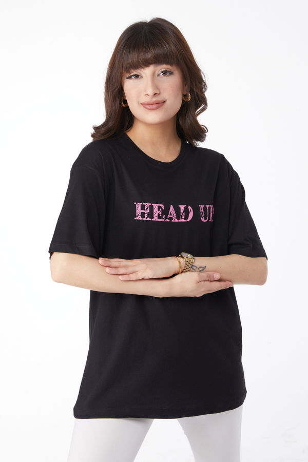 Baskılı T-shirt Siyah - 25176