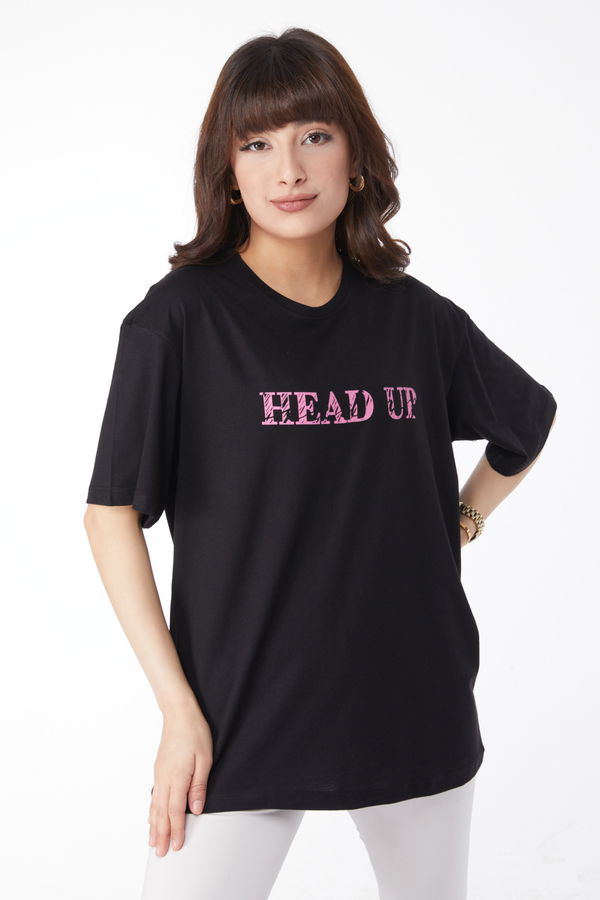 Baskılı T-shirt Siyah - 25176