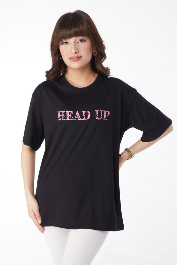 Baskılı T-shirt Siyah - 25176