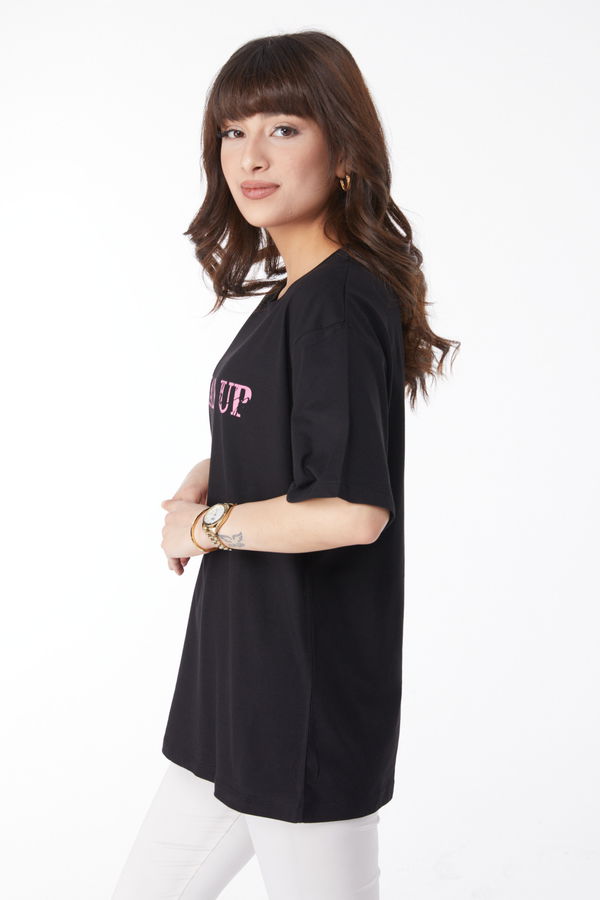 Baskılı T-shirt Siyah - 25176