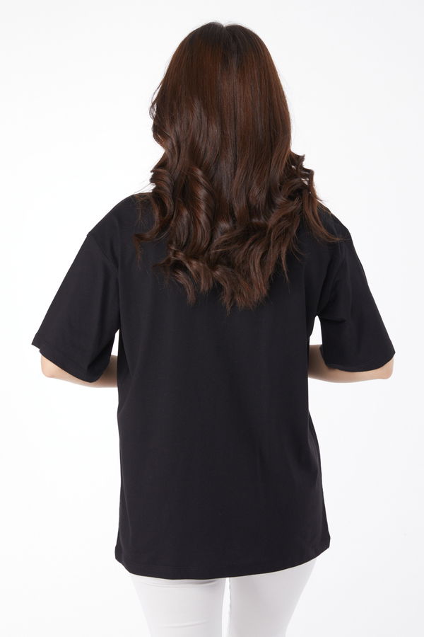 Baskılı T-shirt Siyah - 25176