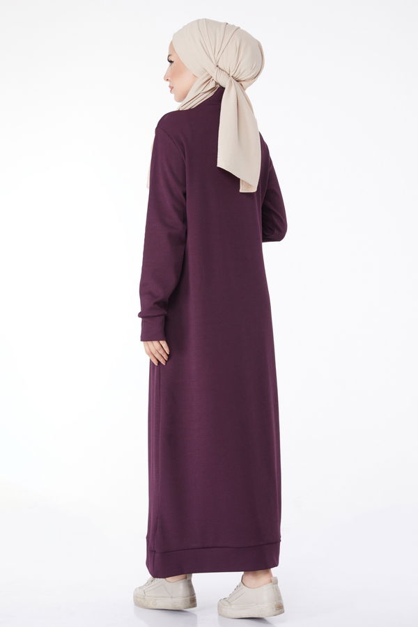 Fermuarlı Elbise Mürdüm - 25190